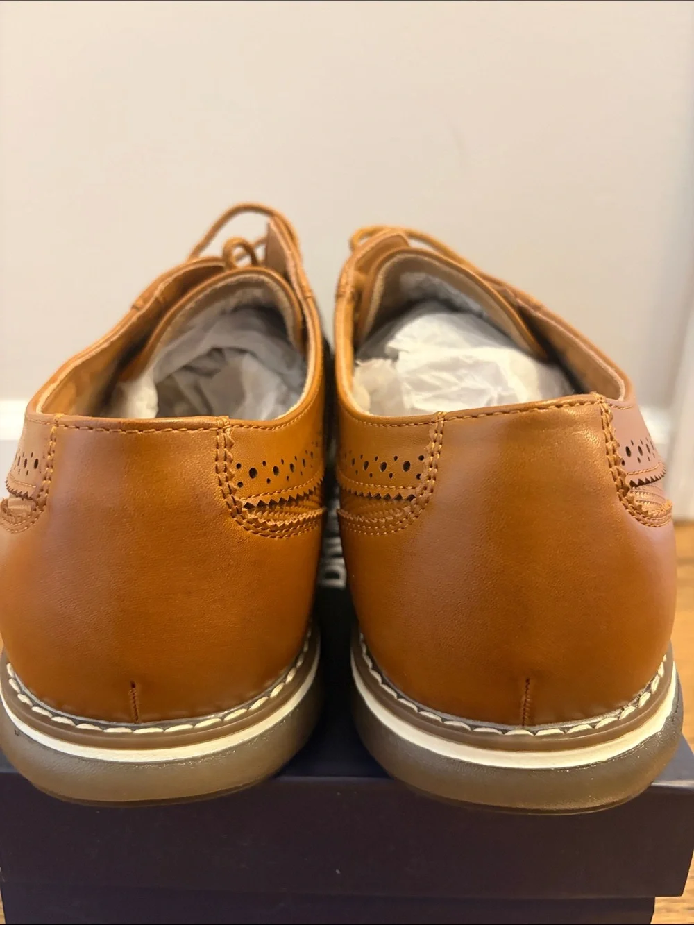 Men's Cognac Lace-Up Oxford Shoes by Bruno Marc